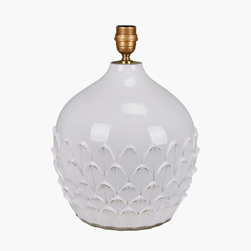 Pacific Lifestyle Willow White Leaf Detail Stoneware Table Lamp Base