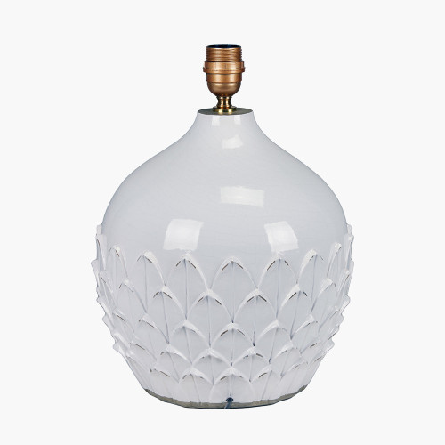 Pacific Lifestyle Willow White Leaf Detail Stoneware Table Lamp Base