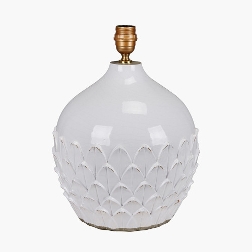 pacific lifestyle Willow White Leaf Detail Stoneware Table Lamp Base