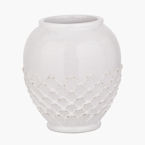 Pacific Lifestyle Willow White Leaf Detail Stoneware Vase