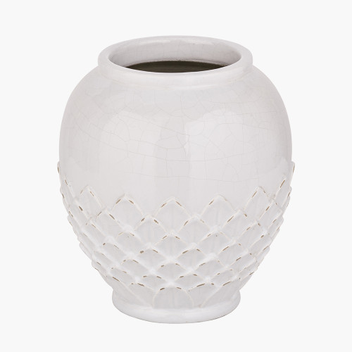 Pacific Lifestyle Willow White Leaf Detail Stoneware Vase