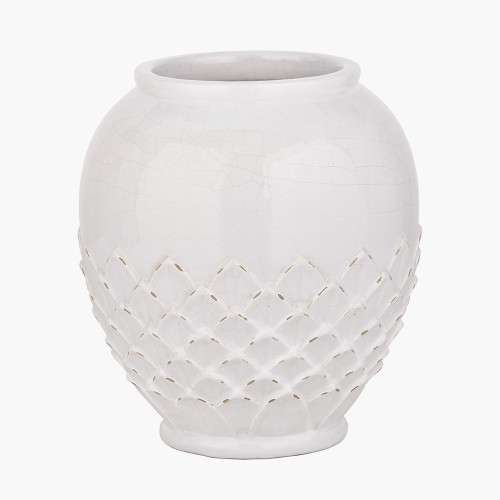 pacific lifestyle Willow White Leaf Detail Stoneware Vase