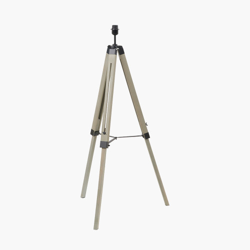 Pacific Lifestyle Windsor Sage Green Wooden Tripod Floor Lamp With Adelaide 40cm Black Tapered Cotton Mix Lampshade