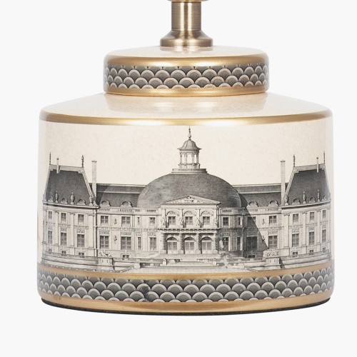 Pacific Lifestyle Wren Black And Cream Building Print Ceramic Table Lamp Base