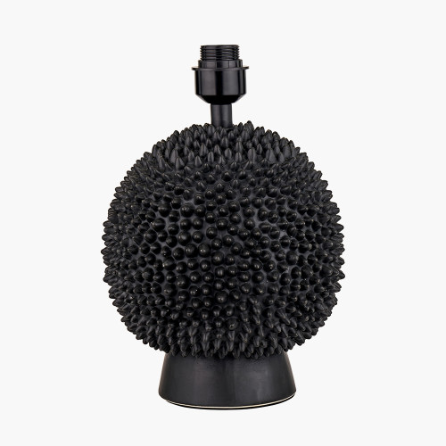 Pacific Lifestyle Wrenley Black Ceramic Sea Urchin Table Lamp Base With Henry 35cm White Handloom Cylinder Lampshade