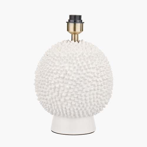 Pacific Lifestyle Wrenley Cream Ceramic Sea Urchin Table Lamp Base With Henry 35cm Taupe Handloom Cylinder Lampshade