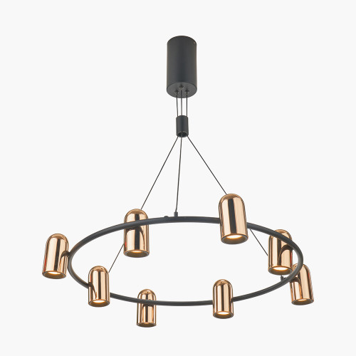Pacific Lifestyle Xena Black And Rose Gold Metal 8 Light LED Pendant