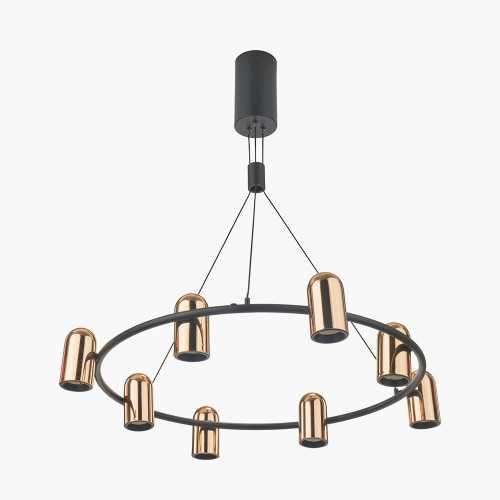 Pacific Lifestyle Xena Black And Rose Gold Metal 8 Light LED Pendant