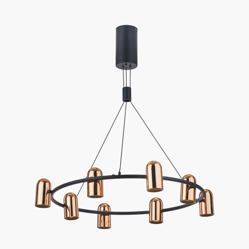 pacific lifestyle Xena Black and Rose Gold Metal 8 Light LED Pendant