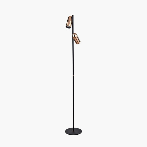 Pacific Lifestyle Xena Black And Rose Gold Metal LED Floor Lamp