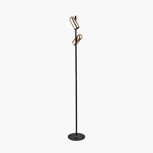 Pacific Lifestyle Xena Black And Rose Gold Metal LED Floor Lamp