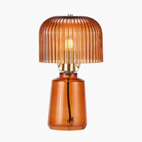 Pacific Lifestyle Zandra Orange Ribbed Glass Table Lamp