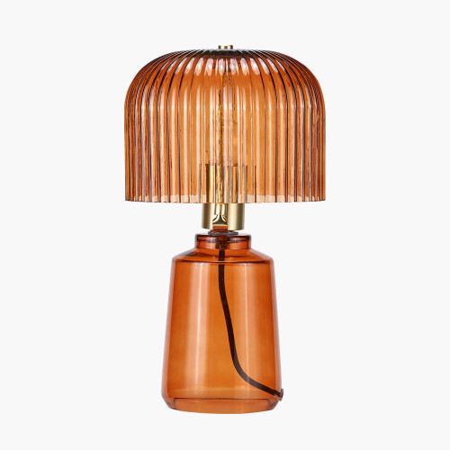 Pacific Lifestyle Zandra Orange Ribbed Glass Table Lamp