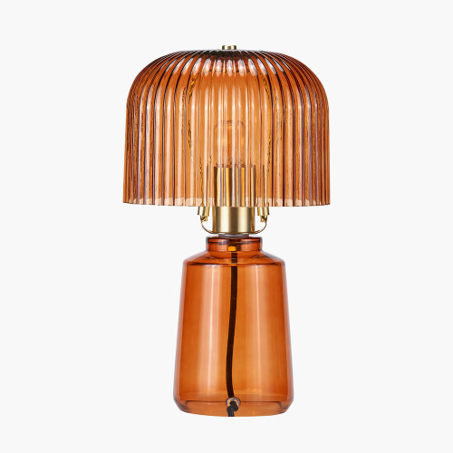 Pacific Lifestyle Zandra Orange Ribbed Glass Table Lamp