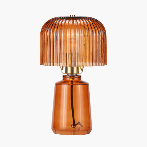 pacific lifestyle Zandra Orange Ribbed Glass Table Lamp