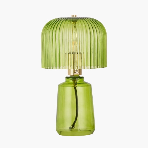 Pacific Lifestyle Zandra Spring Green Ribbed Glass Table Lamp
