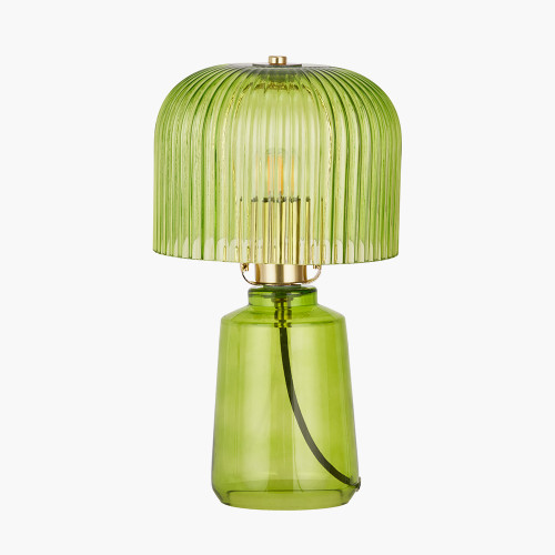 Pacific Lifestyle Zandra Spring Green Ribbed Glass Table Lamp