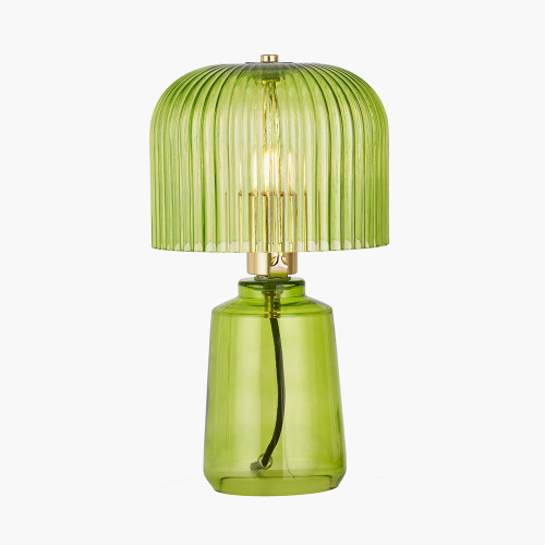 pacific lifestyle Zandra Spring Green Ribbed Glass Table Lamp