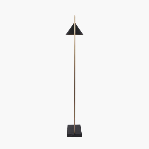 Pacific Lifestyle Zeta Matt Black And Antique Brass Floor Lamp