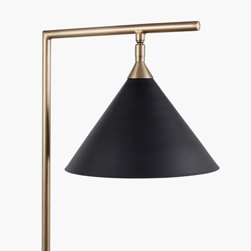 Pacific Lifestyle Zeta Matt Black And Antique Brass Floor Lamp