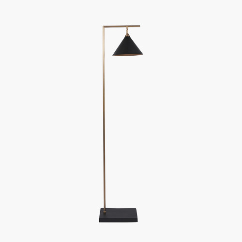 pacific lifestyle Zeta Matt Black and Antique Brass Floor Lamp