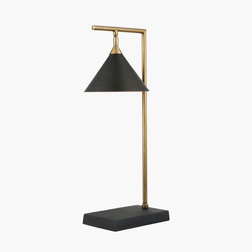 Pacific Lifestyle Zeta Matt Black And Antique Brass Table Lamp