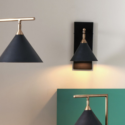 Pacific Lifestyle Zeta Matt Black And Antique Brass Wall Light