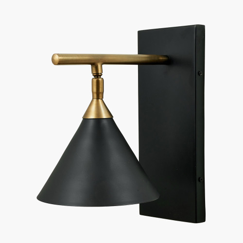 Pacific Lifestyle Zeta Matt Black And Antique Brass Wall Light