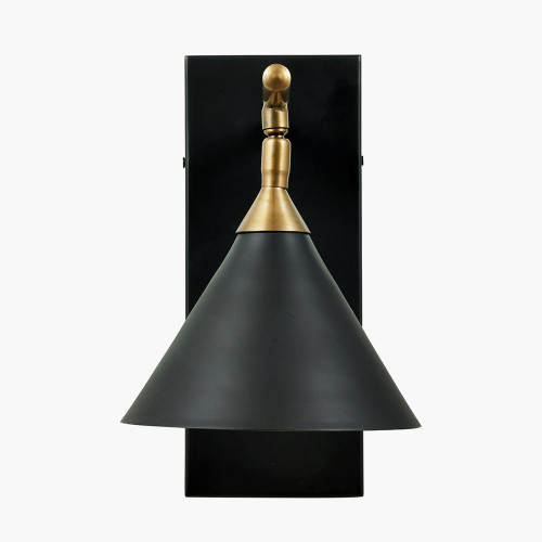 pacific lifestyle Zeta Matt Black and Antique Brass Wall Light