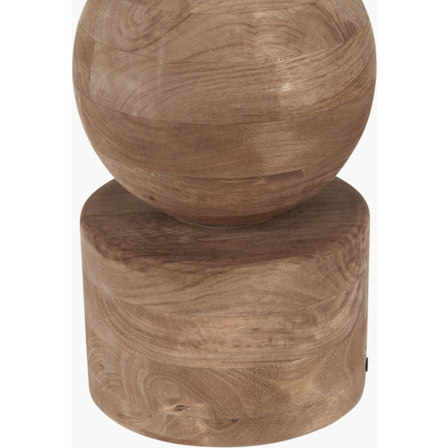 Pacific Lifestyle Ziva Antique Brown Round Wood Table Lamp Base With Edward 45cm Apricot Linen Cylinder Lampshade