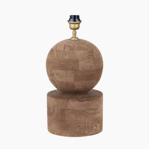 Pacific Lifestyle Ziva Antique Brown Round Wood Table Lamp Base With Edward 45cm Pistachio Green Linen Cylinder Lampshade