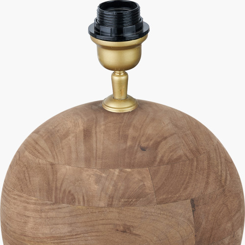 Pacific Lifestyle Ziva Antique Brown Round Wood Table Lamp Base With Bloom 45cm White Handloom Scalloped Cylinder Lampshade