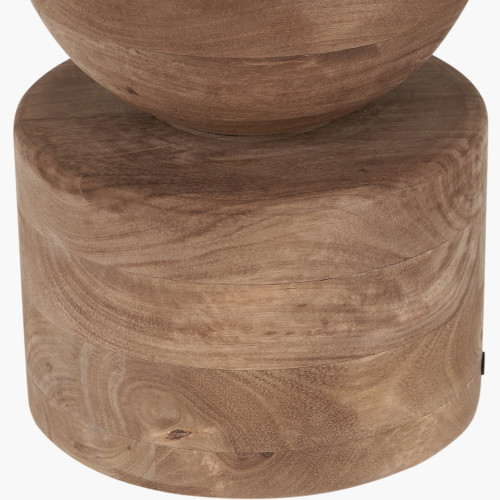 Pacific Lifestyle Ziva Antique Brown Round Wood Table Lamp Base With Bloom 45cm White Handloom Scalloped Cylinder Lampshade