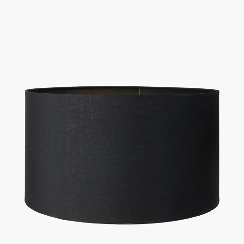 Pacific Lifestyle Zuri Large Antique Brass Metal Pot Table Lamp Base With Harry 45cm Black Cotton Mix Cylinder Lampshade