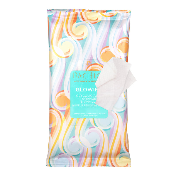 Pacifica Glowing Glycolic Acid Orange & Vanilla Makeup Removing Wipes (10ct)
