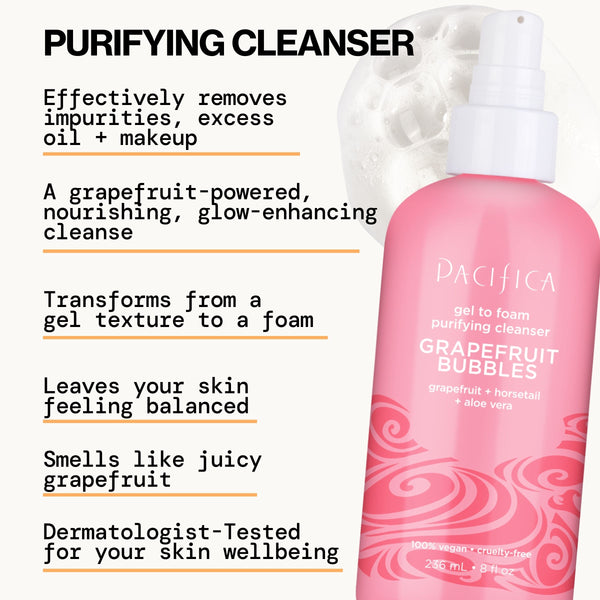 Pacifica Grapefruit Bubbles Gel To Foam Purifying Cleanser