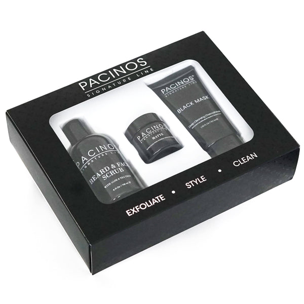 Pacinos Essentials Gift Set - Beard & Face Scrub 1oz Matte & Face Mask