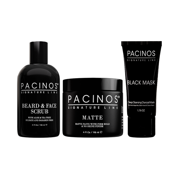 pacinos Essentials Gift Set - Beard & Face Scrub 1oz Matte & Face Mask