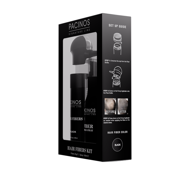 Pacinos Hair Fiber Kit With Fiber Hold Spray - Instantly Cover Thinning Hair & Bald Spots With Natural Finish - Haircare