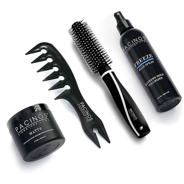 Pacinos Matte + Wide Tooth Comb + Round Tip Brush + Freeze