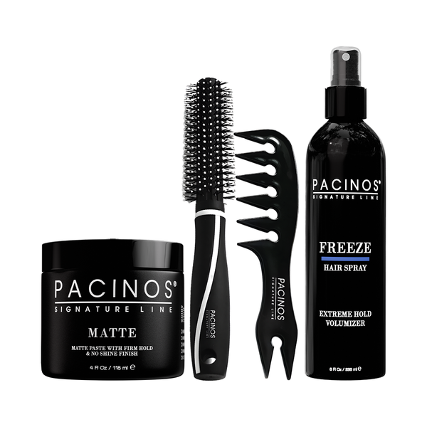 pacinos Matte + Wide Tooth Comb + Round Tip Brush + Freeze