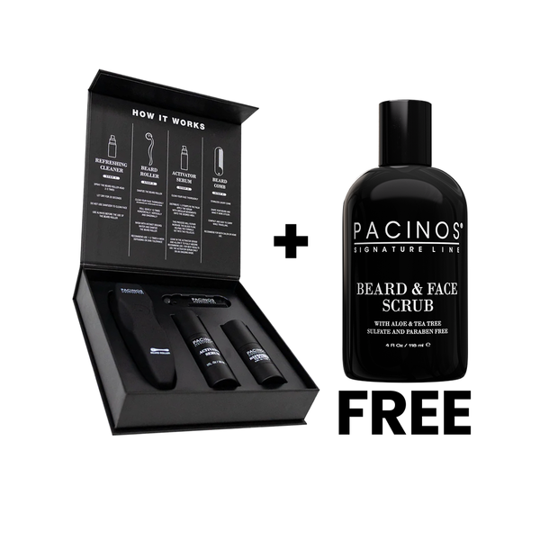 pacinos Beard Growth Kit + Free Beard & Face Scrub