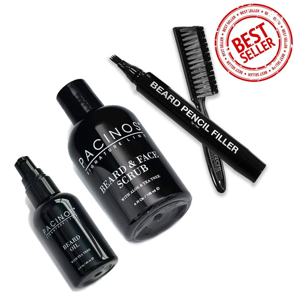 Pacinos Bundle: Beard Pencil+Brush Oil Scrub