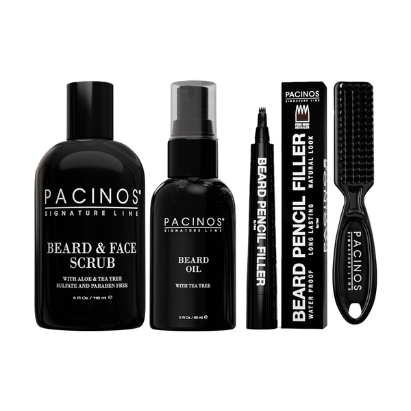 pacinos Bundle: Beard Pencil+Brush Oil Scrub