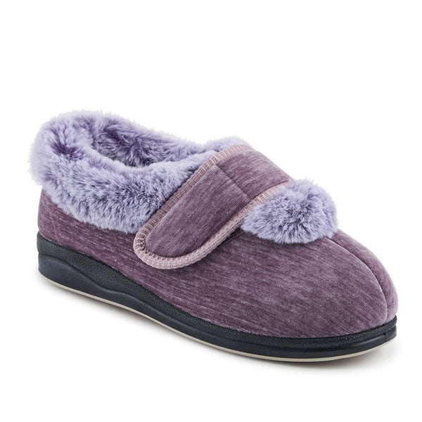 Padders EasyFit Extra Wide Touch Fasten Slippers SKYE - Lavender