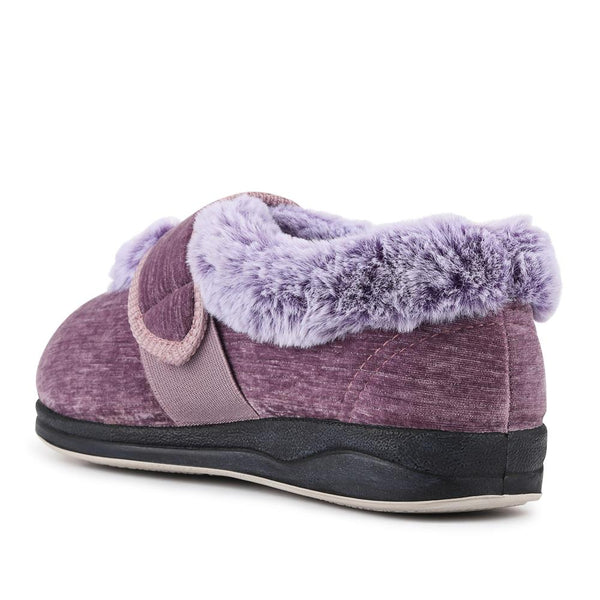 Padders EasyFit Extra Wide Touch Fasten Slippers SKYE - Lavender