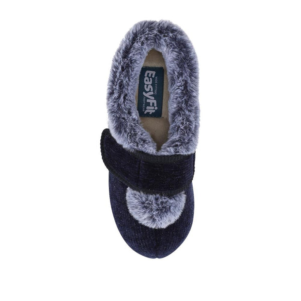 Padders EasyFit Extra Wide Touch Fasten Slippers SKYE - Navy