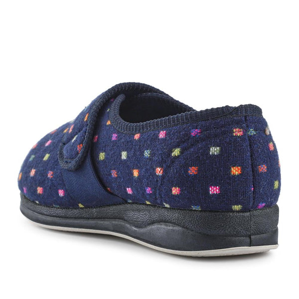 Padders EasyFit Extra-Wide Touch-Fasten Slippers ZINA - Navy