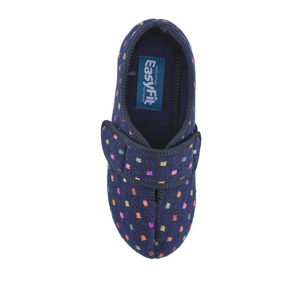 Padders EasyFit Extra-Wide Touch-Fasten Slippers ZINA - Navy