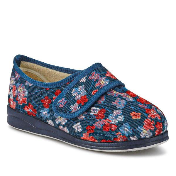 Padders Extra-Wide-Fit Memory Foam Slippers CASTA - BLUE FLORAL